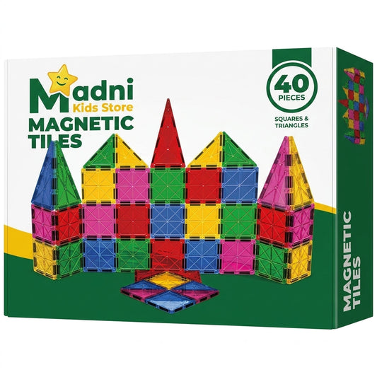 Madni Kids Magnetic Tiles 40-Piece Building Set