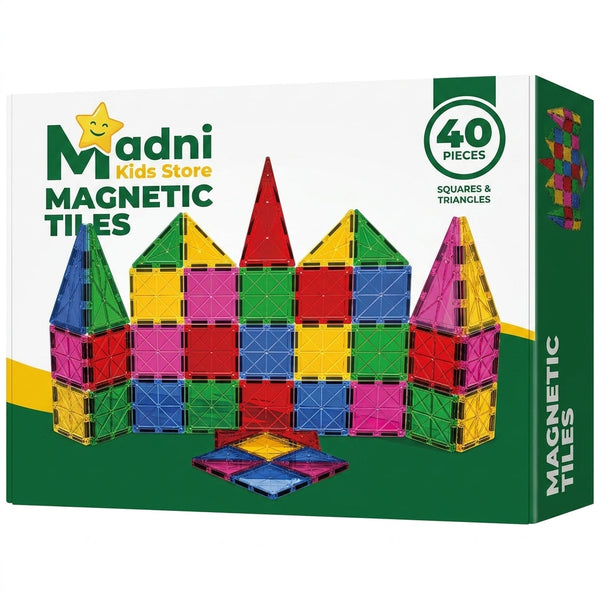 Madni Kids Magnetic Tiles 40-Piece Building Set